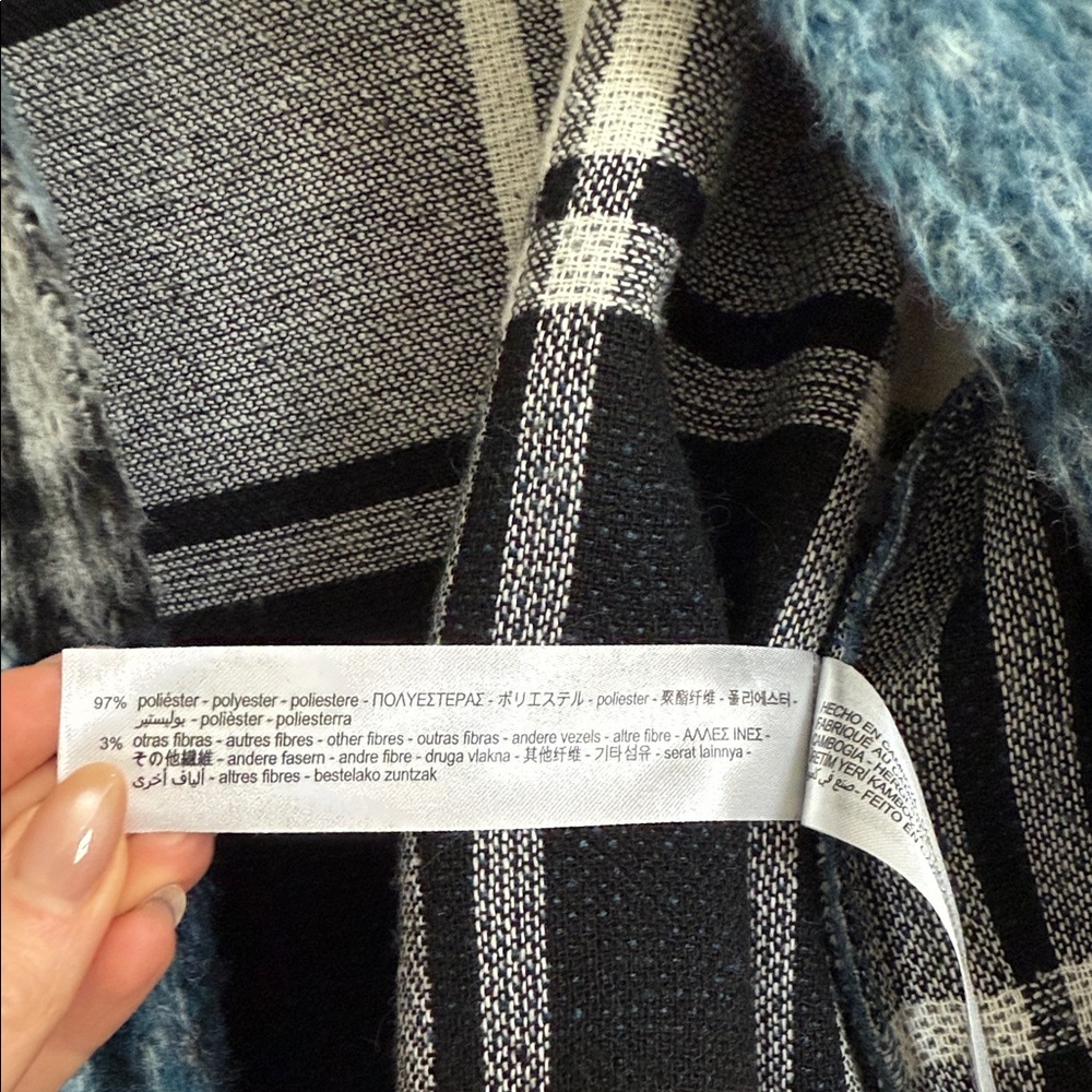 Zara Teal and Cream Checkered Jacket - Picture 3 of 7